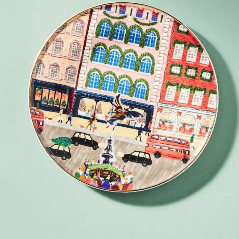 NIB Anthropologie 2022 year Holiday in the City LONDON Dessert Plate Christmas